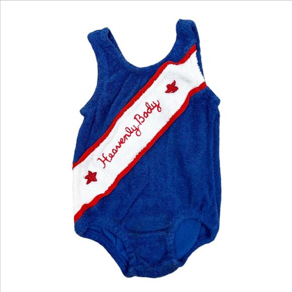 Vintage 1980s Carter's "Heavenly Body" Baby Bathing Suit Size 18 Months Blue - Picture 1 of 4